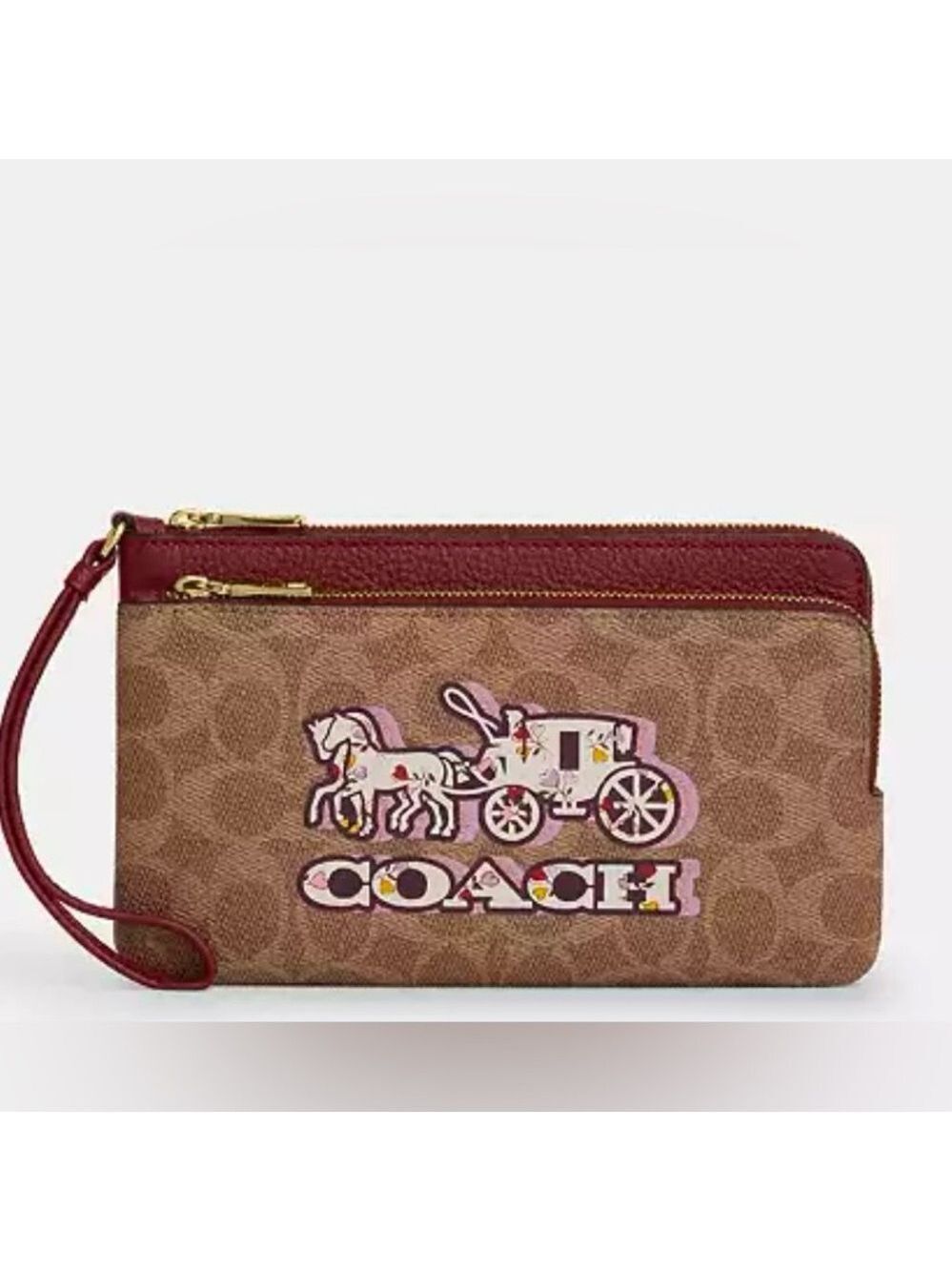 Coach Horse and Carriage Double Zip Wristlet NWT